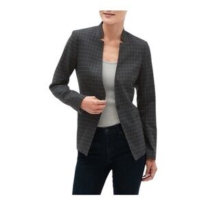Banana Republic Charcoal Grey Windowpane Blazer - Size 2, Inverted Collar